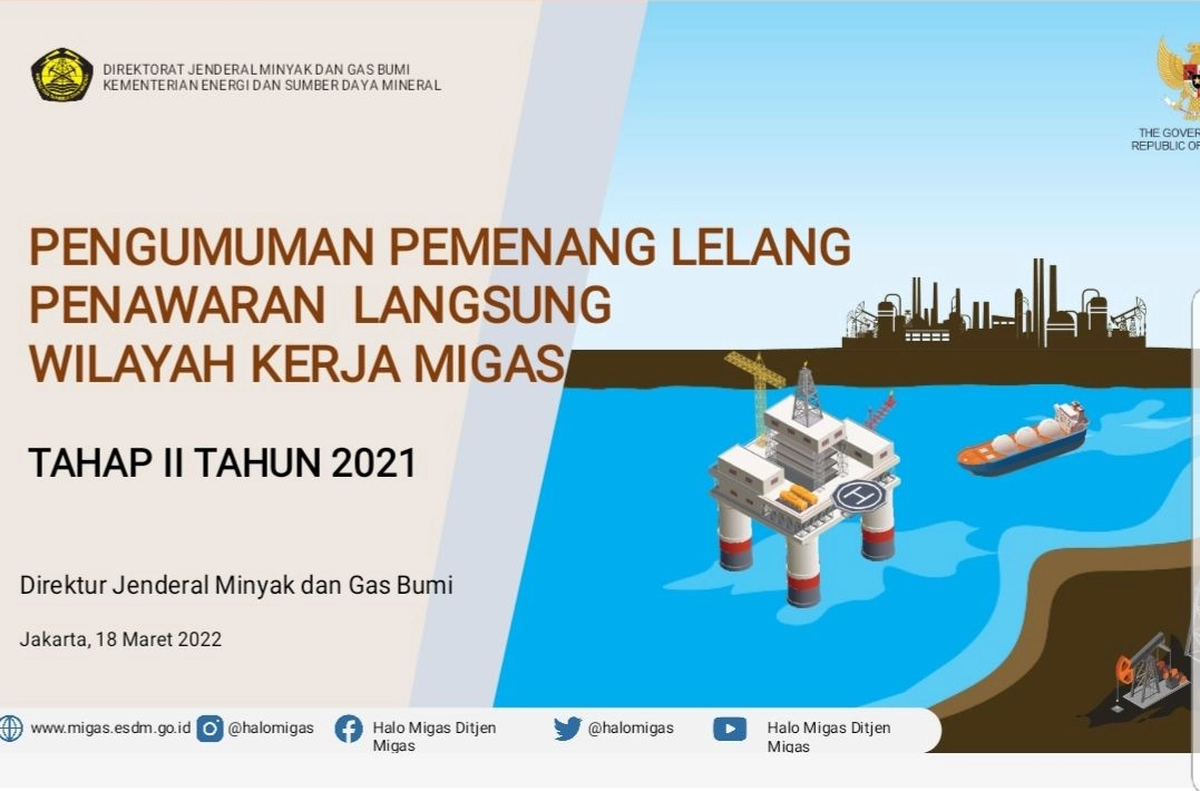 Laku 100 Persen, Lelang Penawaran Langsung WK Migas Tahap II Tahun 2021 ...